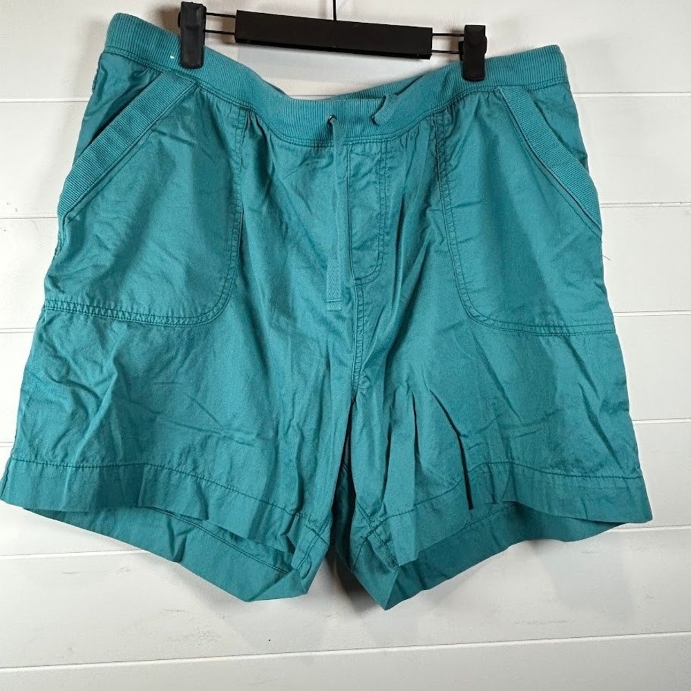 Merona Women Teal Blue Pull On Drawstring Shorts Plus Size 20W 22W Cotton Blend